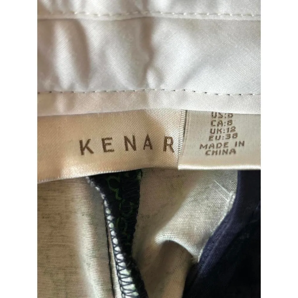 Kenar Womens Pants Size 8 Green Navy Crop Tapered Slacks Career - Image 6