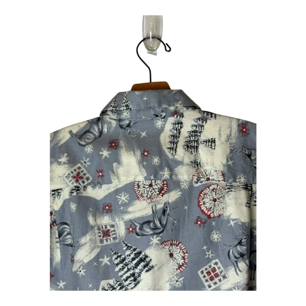 Pendleton Knockabouts Shirt Women 10 Gray Ivory Winter Snow Collared Button Down - Image 4