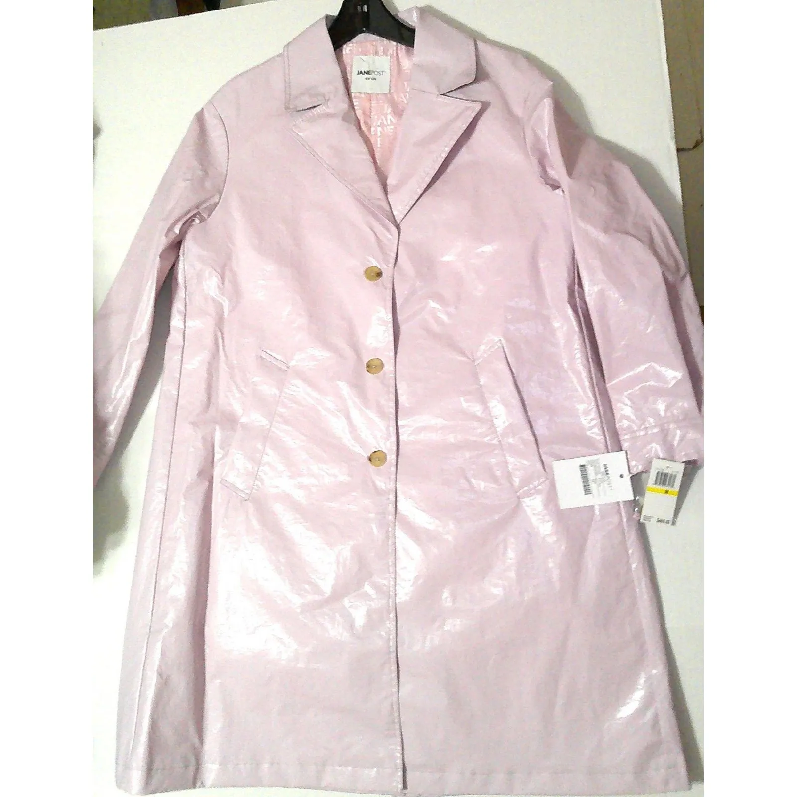 New NWT $495 Jane Post Iconic Light Slicker Rain Coat Trench Womens M Blush Pink Size M - Image 6