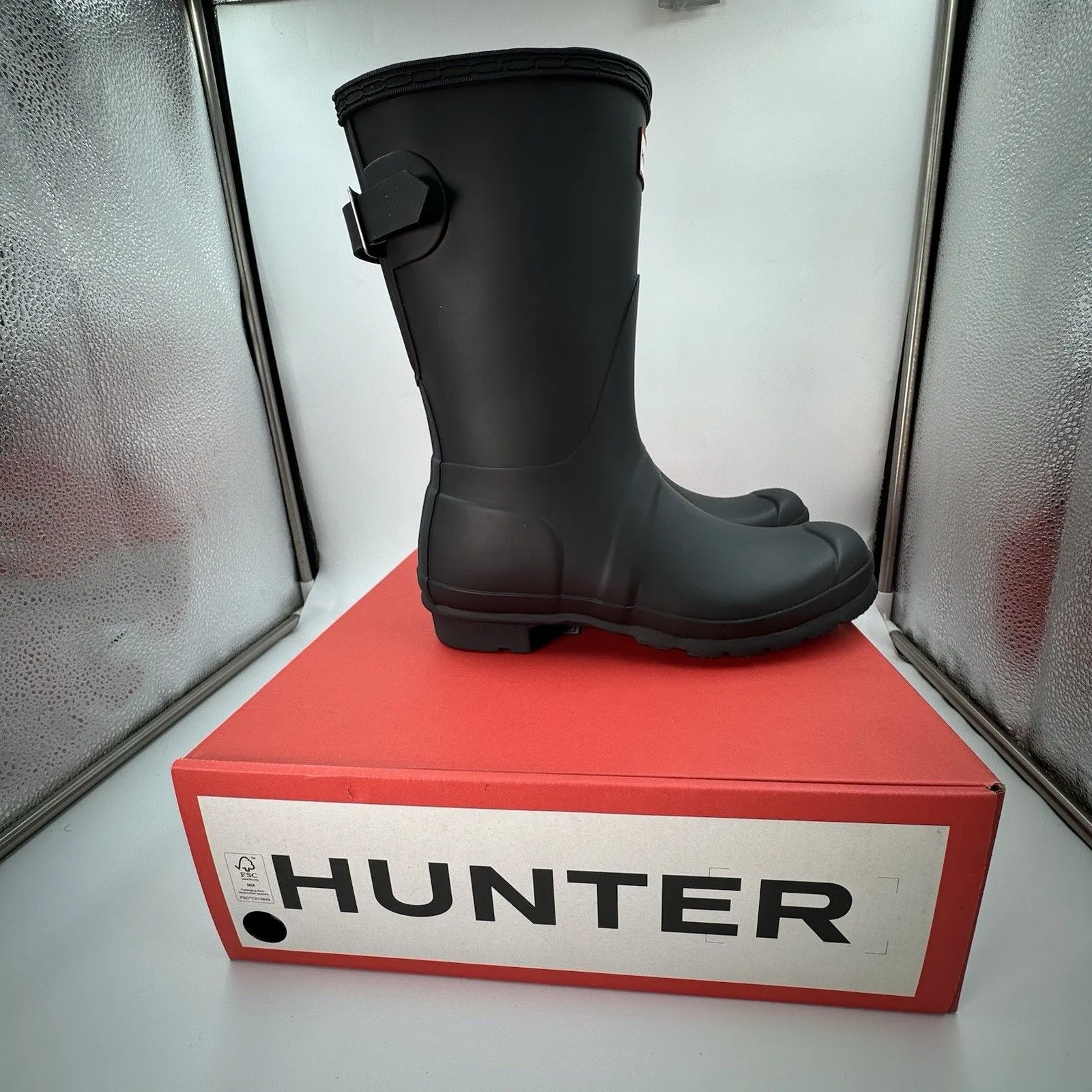 New Hunter Women's Black (BLK) Original Short Back Adjustable Rain Boots Sz 7 - Image 4
