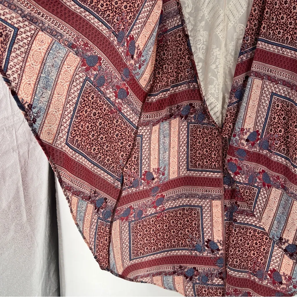 Living Doll Lace‎ Panel Crepe Chiffon Floral  High Low Drape Long Line Kimono XL - Image 8