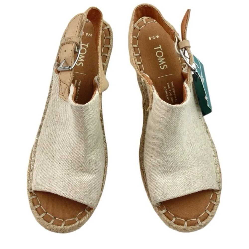 *New TOMS Monica Espadrille Wedge Sandal Womens 5.5 Natural Boho Beach Travel - Image 3