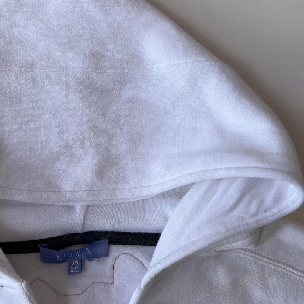 Koza Surfy Surfy Hoodie in White With Red Graphics on Back Size XS - Image 6