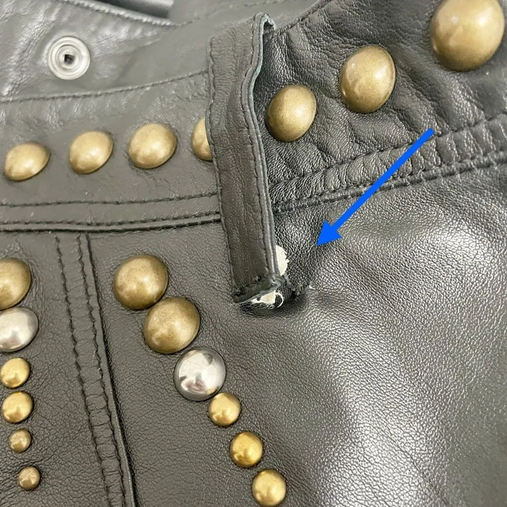 Diesel Vintage Y2K Black Leather Pants Studded Designer Biker Moto Size 29 | 8 - Image 13