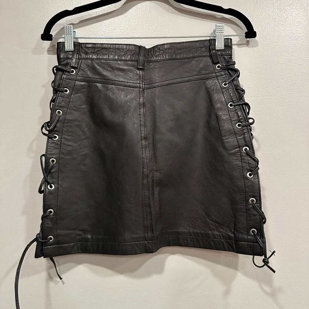 Vintage Women's Leather Lined Lace Up Side Mini A - Image 4