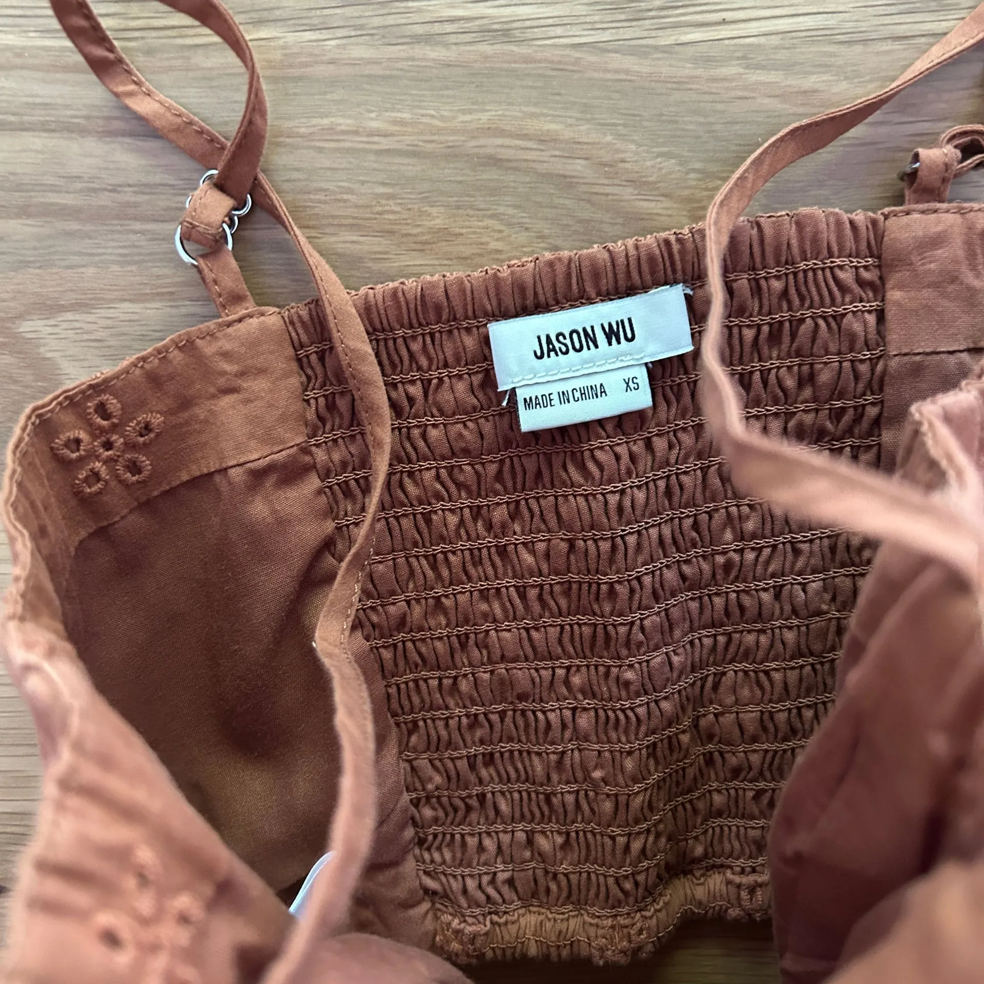 Designer Jason Wu Women's Brown Crop Top Size M with Embroidery, - Image 3