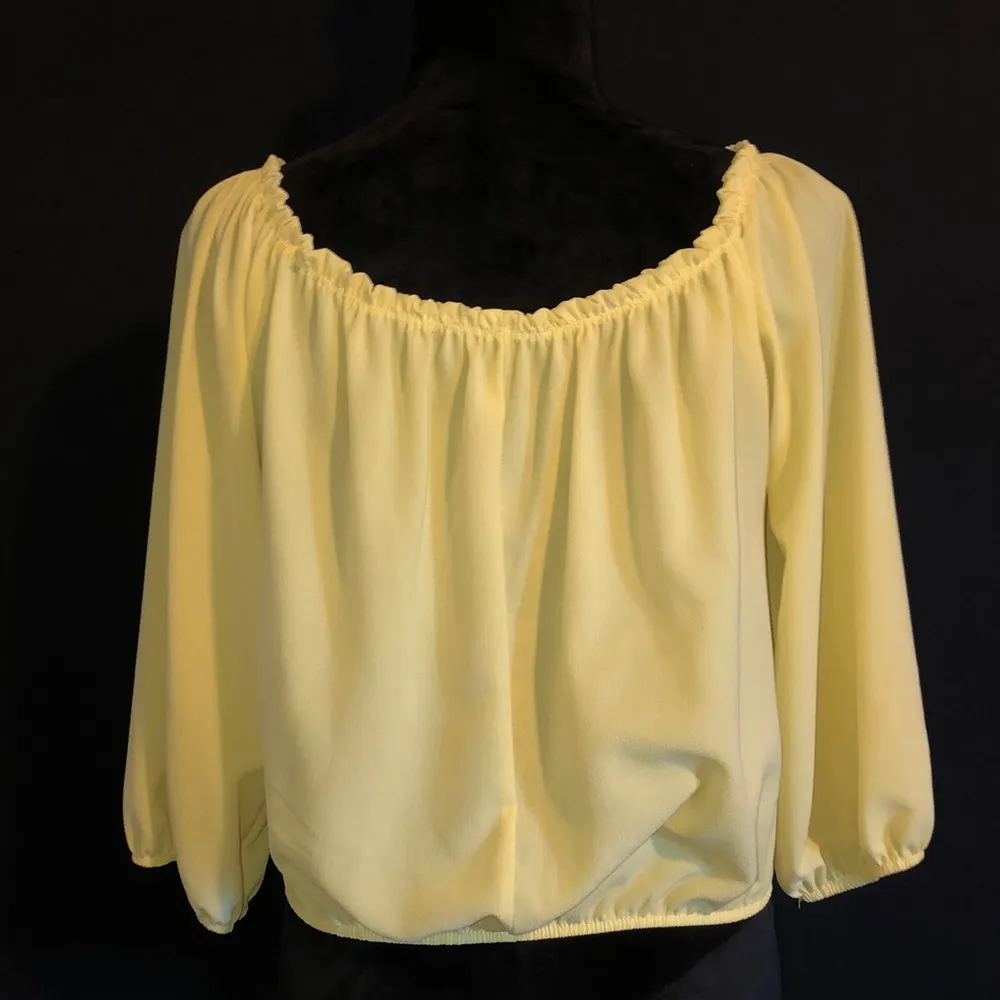Pastel Yellow Long Sleeve Blouse Size M - Image 2