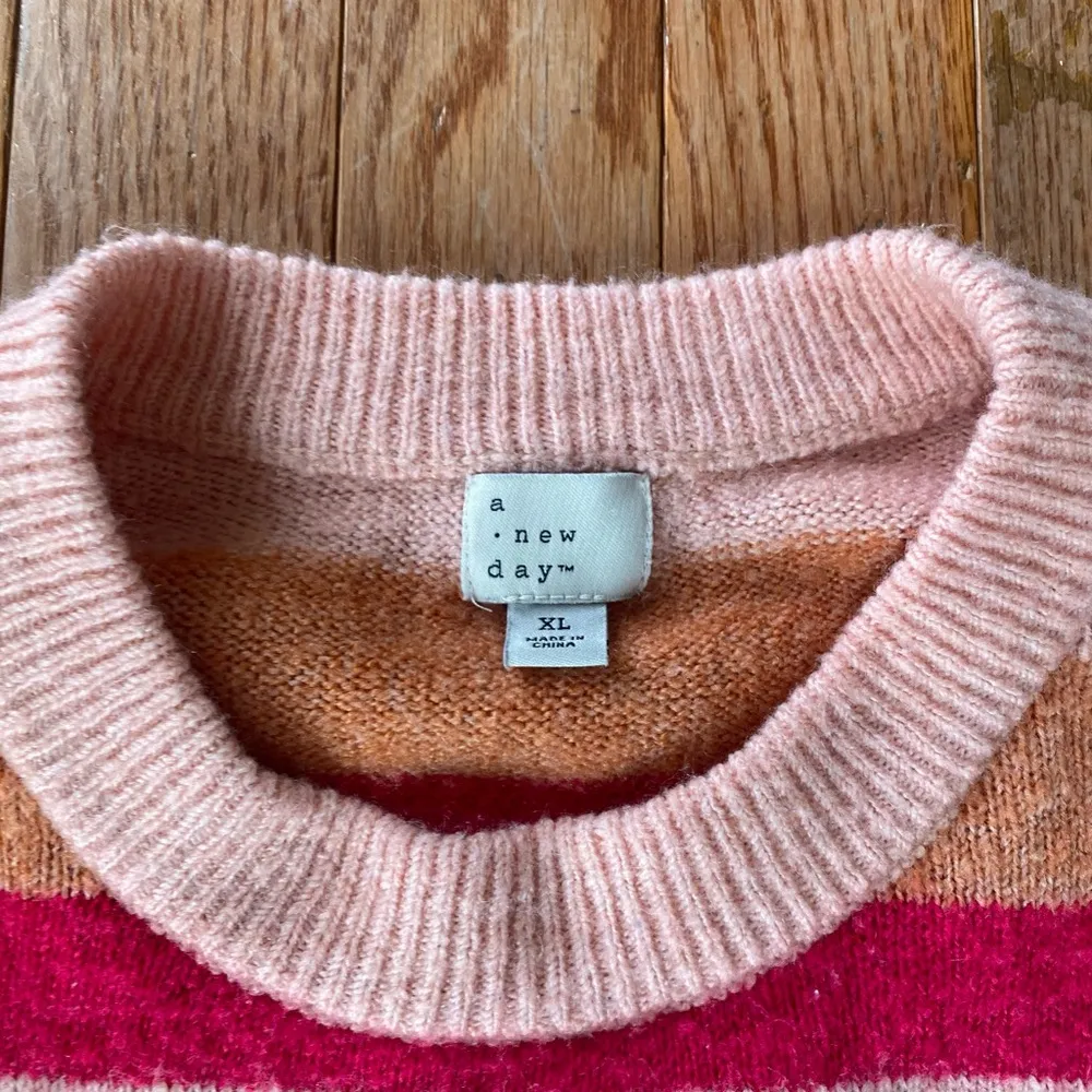 pink melon maroon striped sweater - Image 3