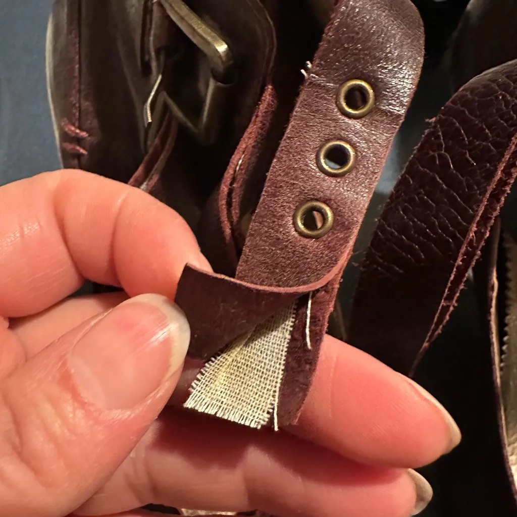Anthropologie+Farylrobin Leather Burgundy Mary Jane Ankle Cuff 3.5 Heels Sz 7. Brown - Image 15