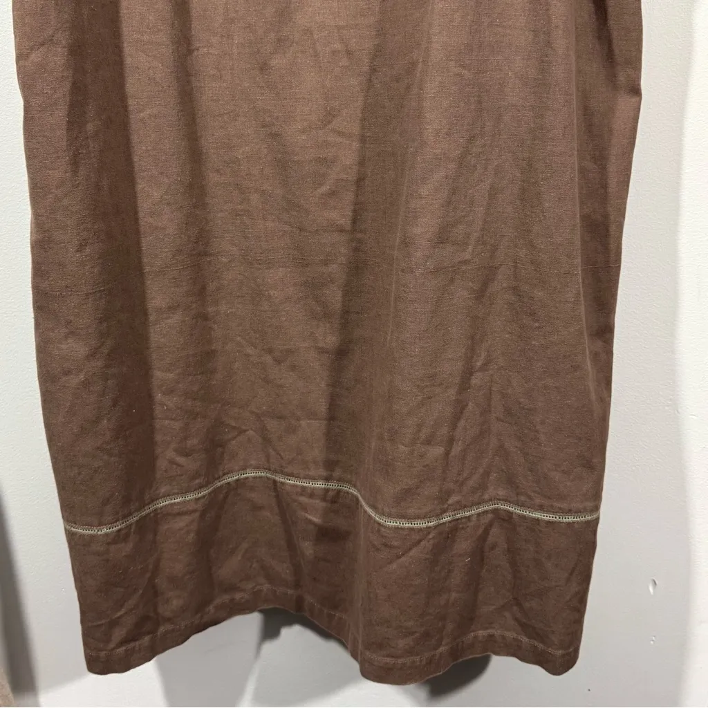 Vintage D.P.S. Woman Light Brown Taupe Linen Blend Dress Size 2X - Image 5