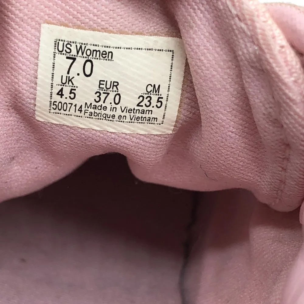 Vans Pink Canvas Sneakers Skate Shoes Low Top Womens 7 - Image 8
