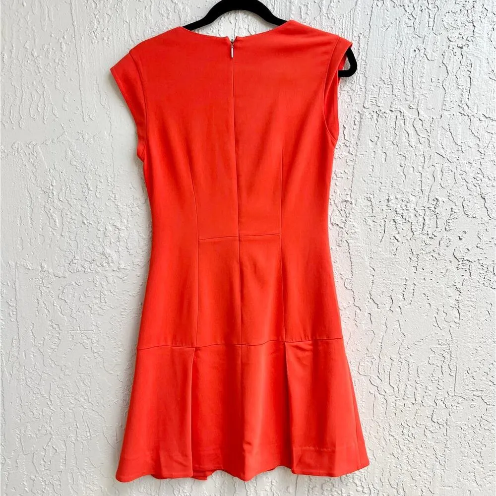 Rebecca Taylor Cap Sleeve V Neck Flared Mini Dress Orange Women's Size US 4 - Image 2