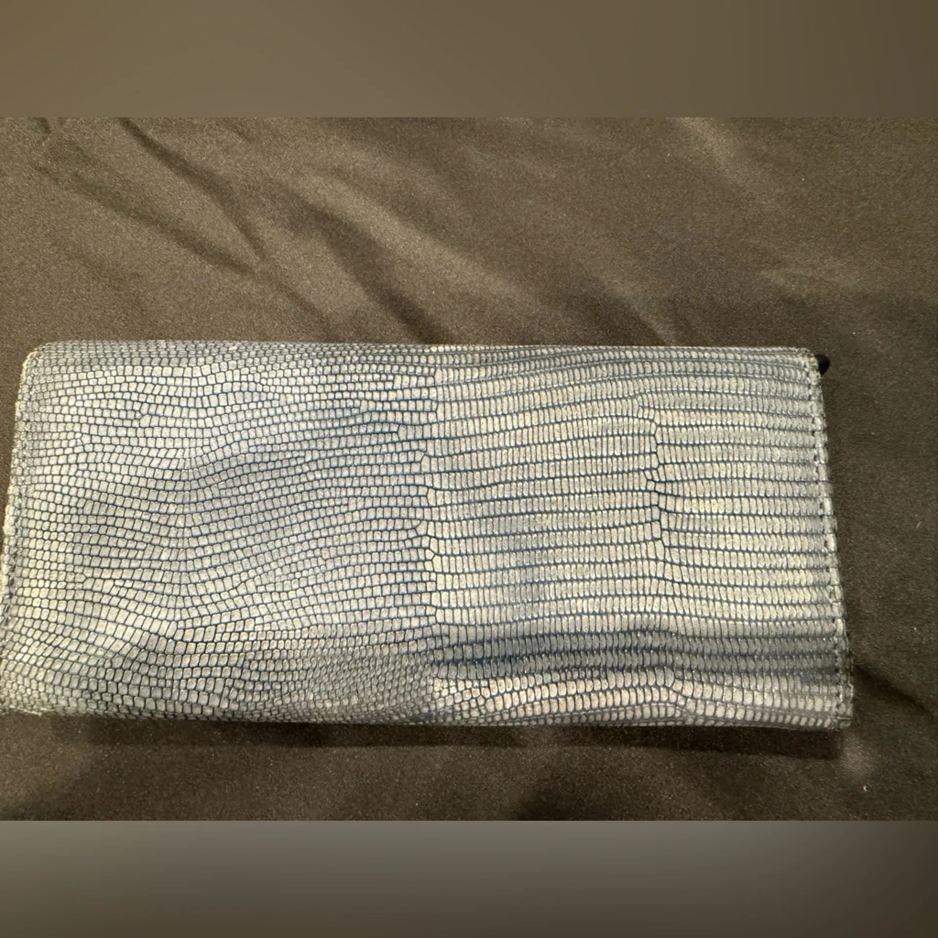 JIMMY CHOO Long Wallet Silver Star-Studded with Rhinestones Blue Grey Leather - Image 7