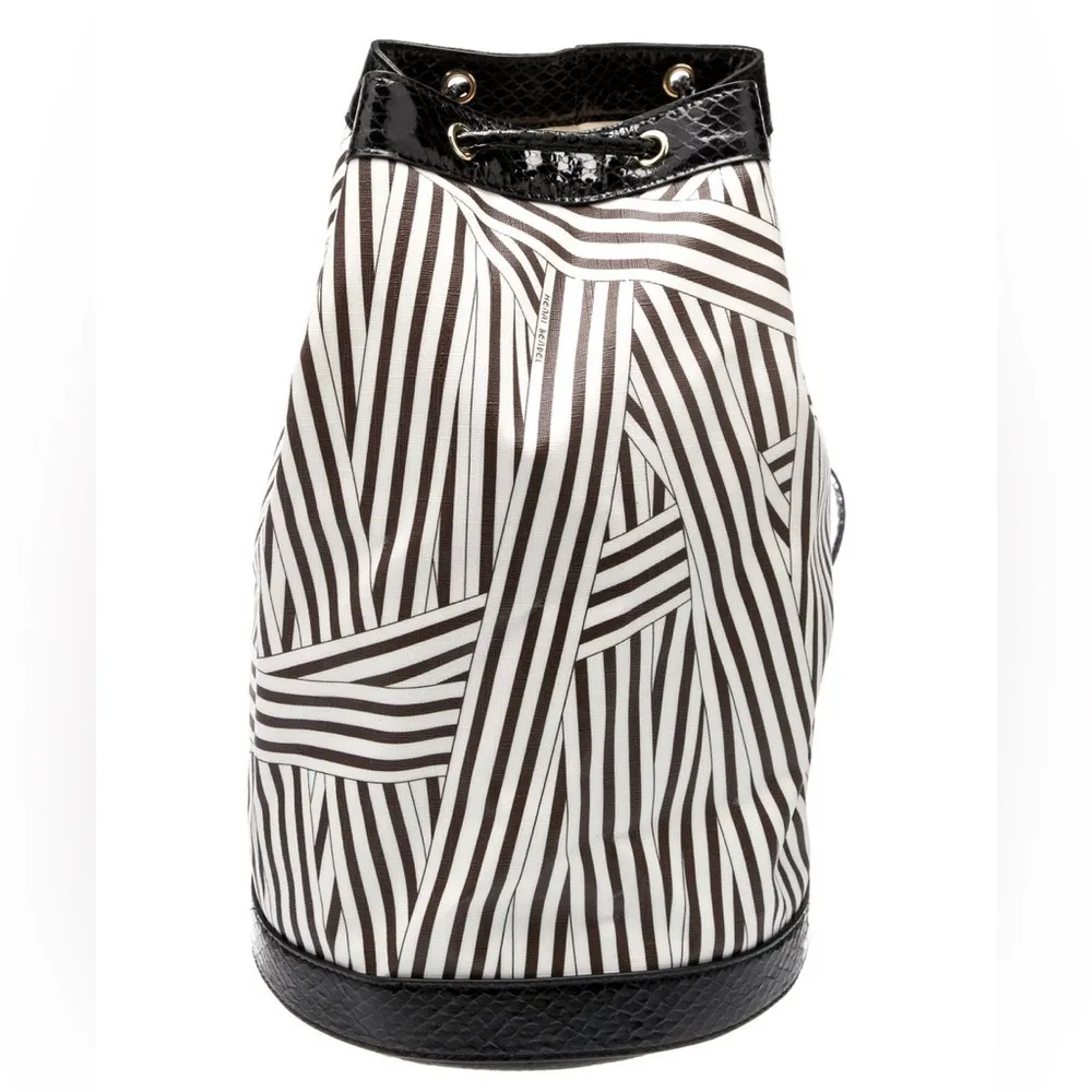HENRI BENDEL BUCKET BAG BACKPACK CANVAS AND SNAKESKIN BAG WITH SHOPPING BAG - Image 2