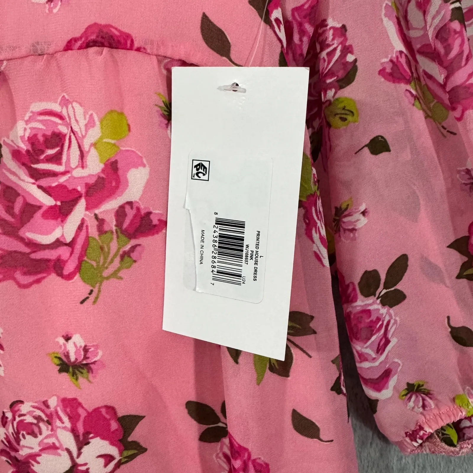 Luv Betsey by Betsey Johnson Floral Pink Printed Babydoll House Dress Size Large - Image 5