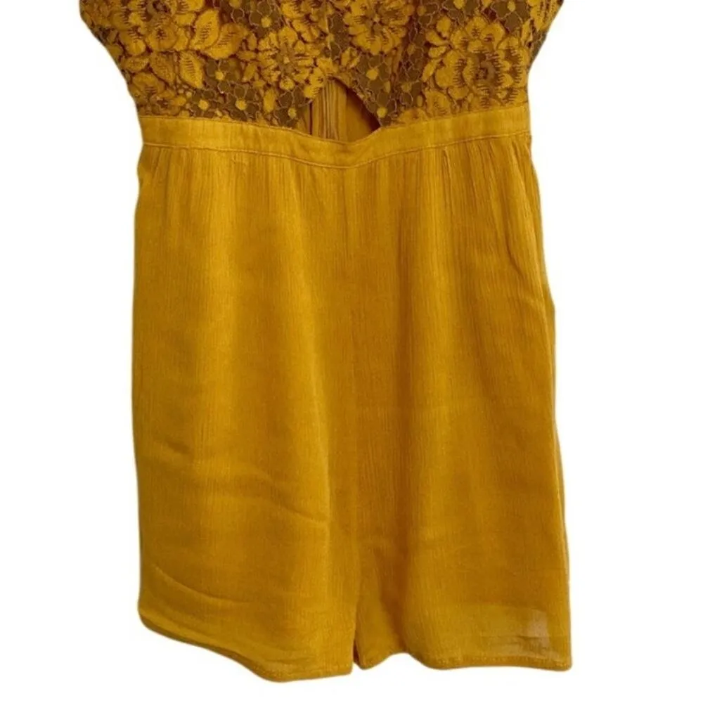 Le Lis Mustard‎ Yellow Cutout Lace Romper - S - Image 9