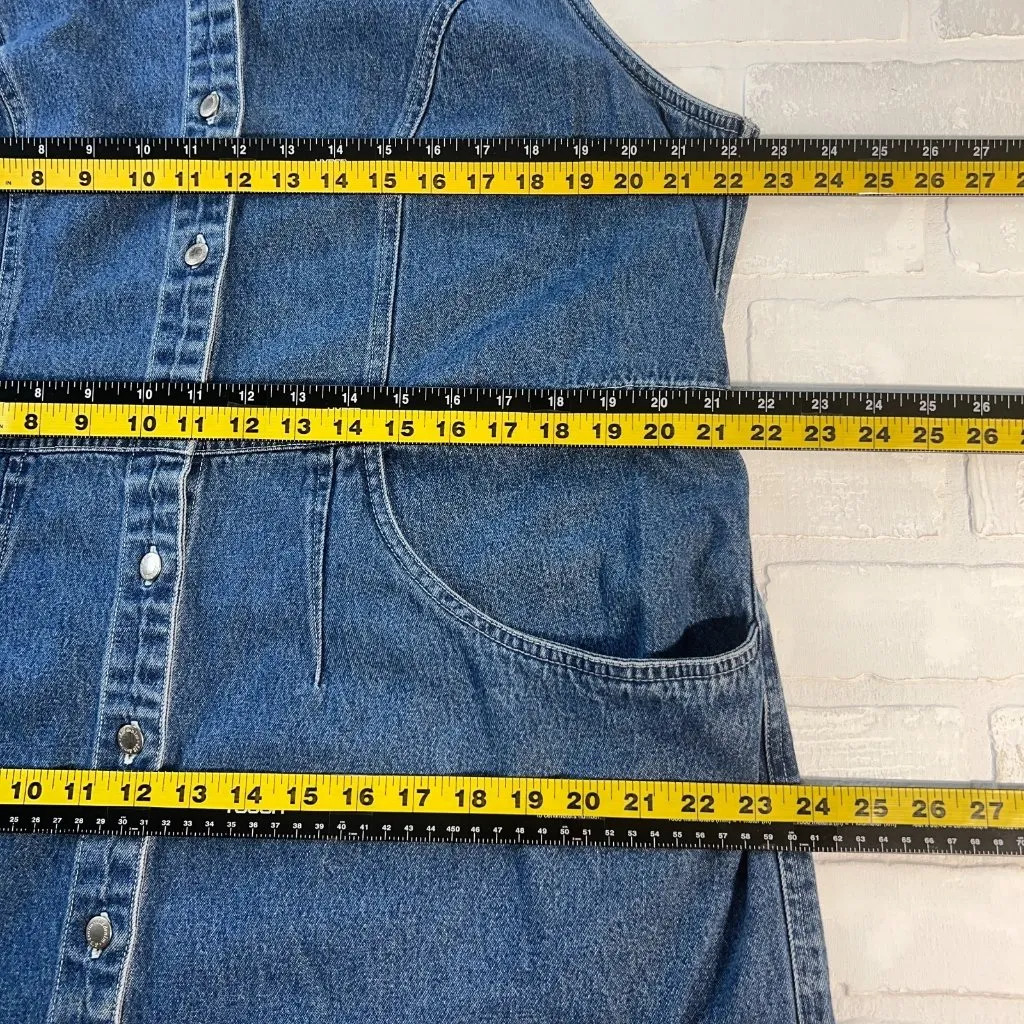 Vintage St Johns Bay Dress Womens 1X Blue Jean Denim Button Up Pockets 90s Y2K‎ - Image 3