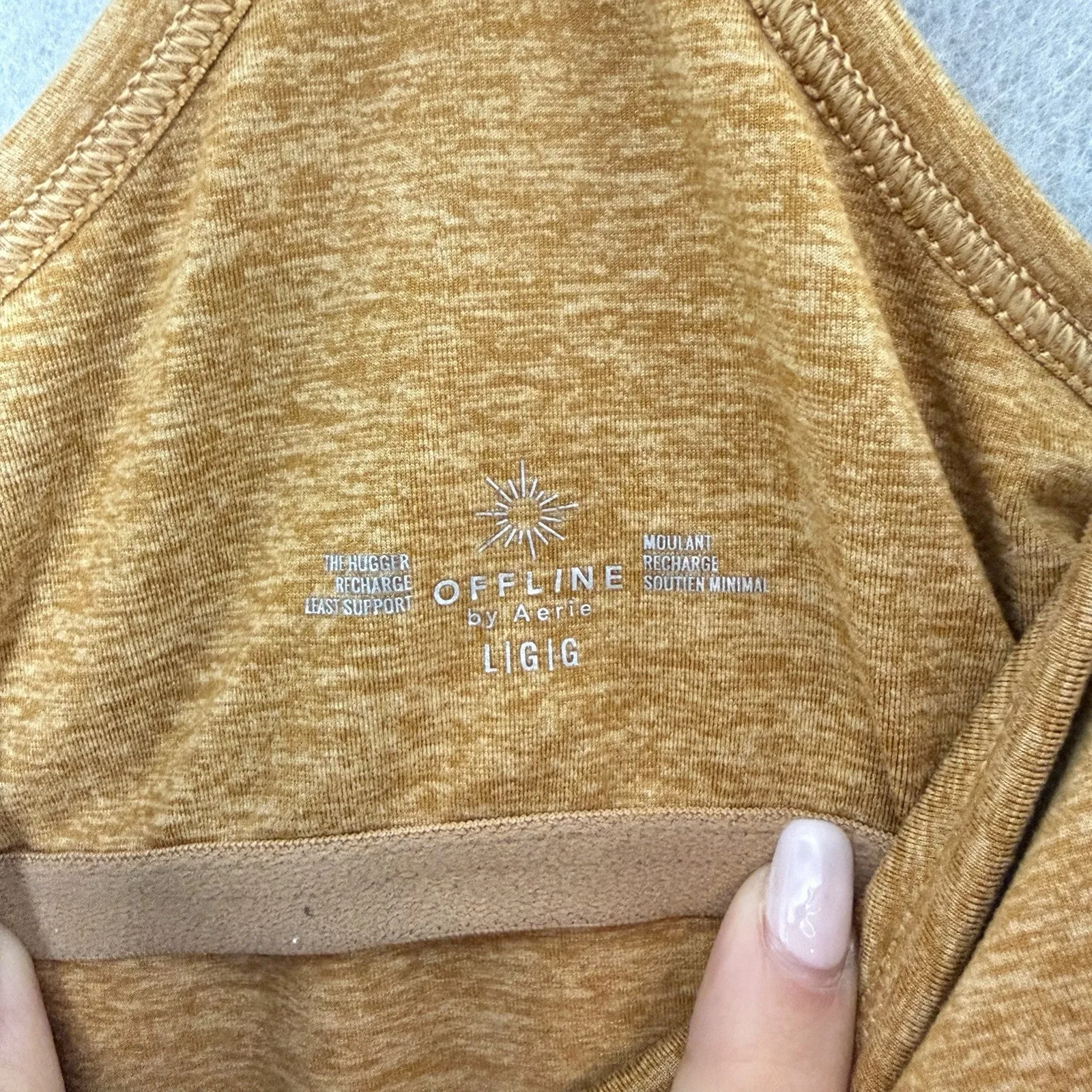 Aerie OFFLINE The Hugger Longline Racerback Sports Bra Dark Nude size L - Image 3