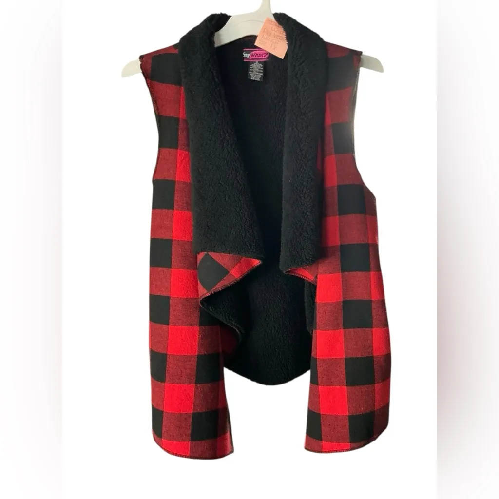 Say What? Red and Black Checkered Vest - Image 3