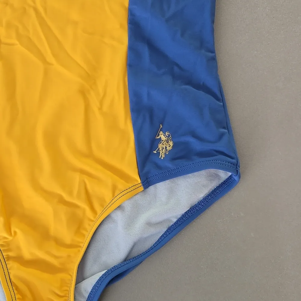 U.S. Polo Assn. Women's Watermill Racer Back One Piece Swimsuit Blue - Image 3