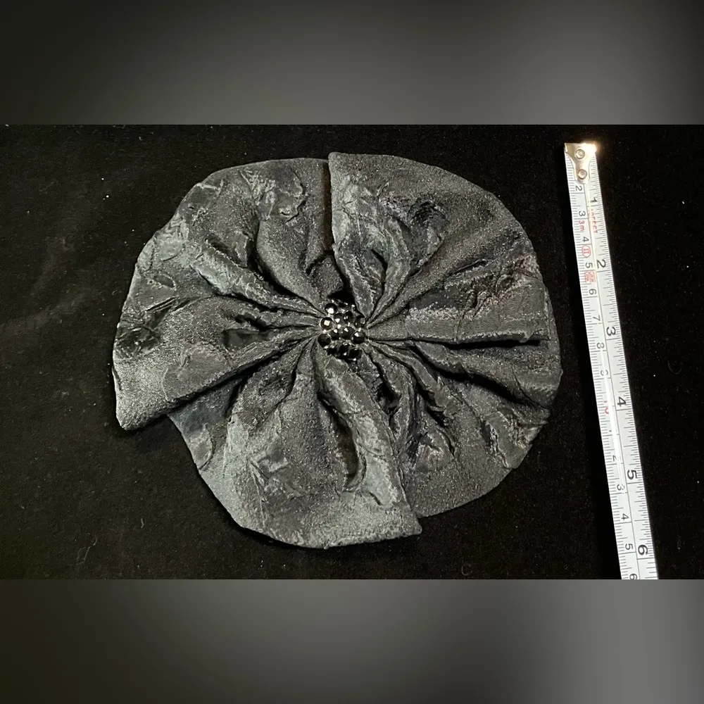 Vintage 90s Big Silky Hair Bow Barrette Clip Ribbon Goodys Oversized Black - Image 3