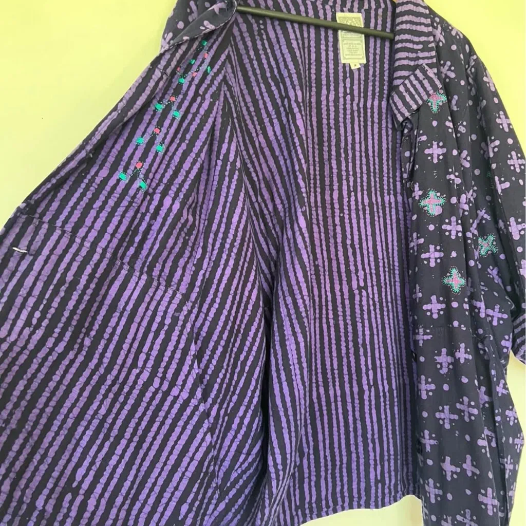 Batik Dyed Marketplace Reversible Jacket Blue Size M - Image 4