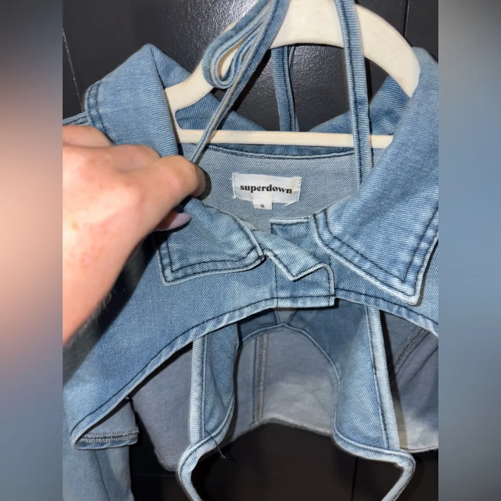 Blue Denim Cropped Jacket & top - Image 2