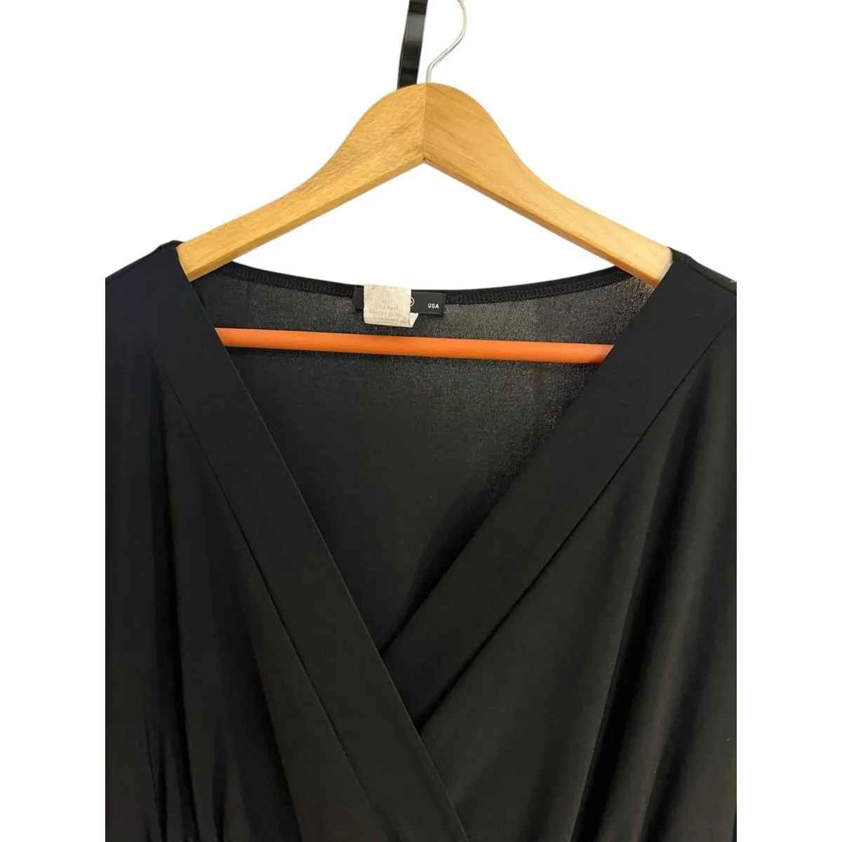 NWT ING Plus Size 3X Black Gold Floral Embellished Stretch Top Made in USA - Image 3