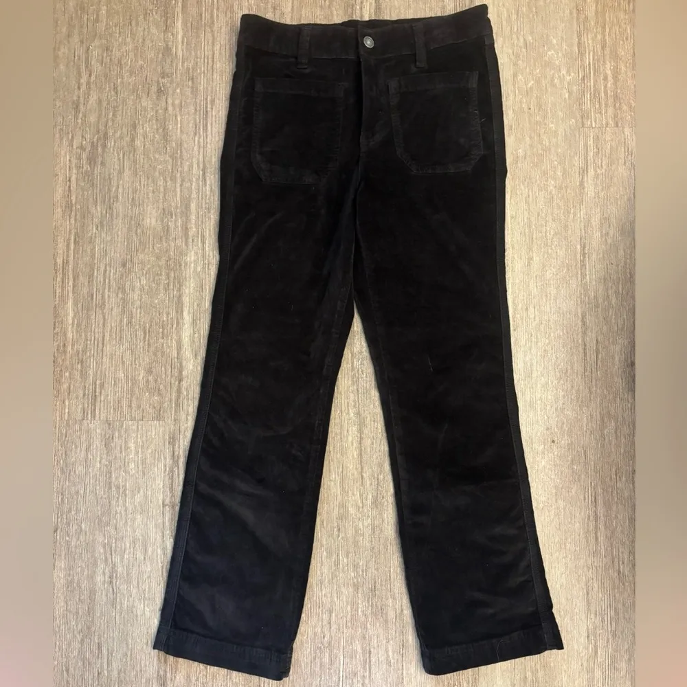 NEW Free People High Time Velvet Kick Flare Pants Black Boho High Rise Size 4 - Image 3