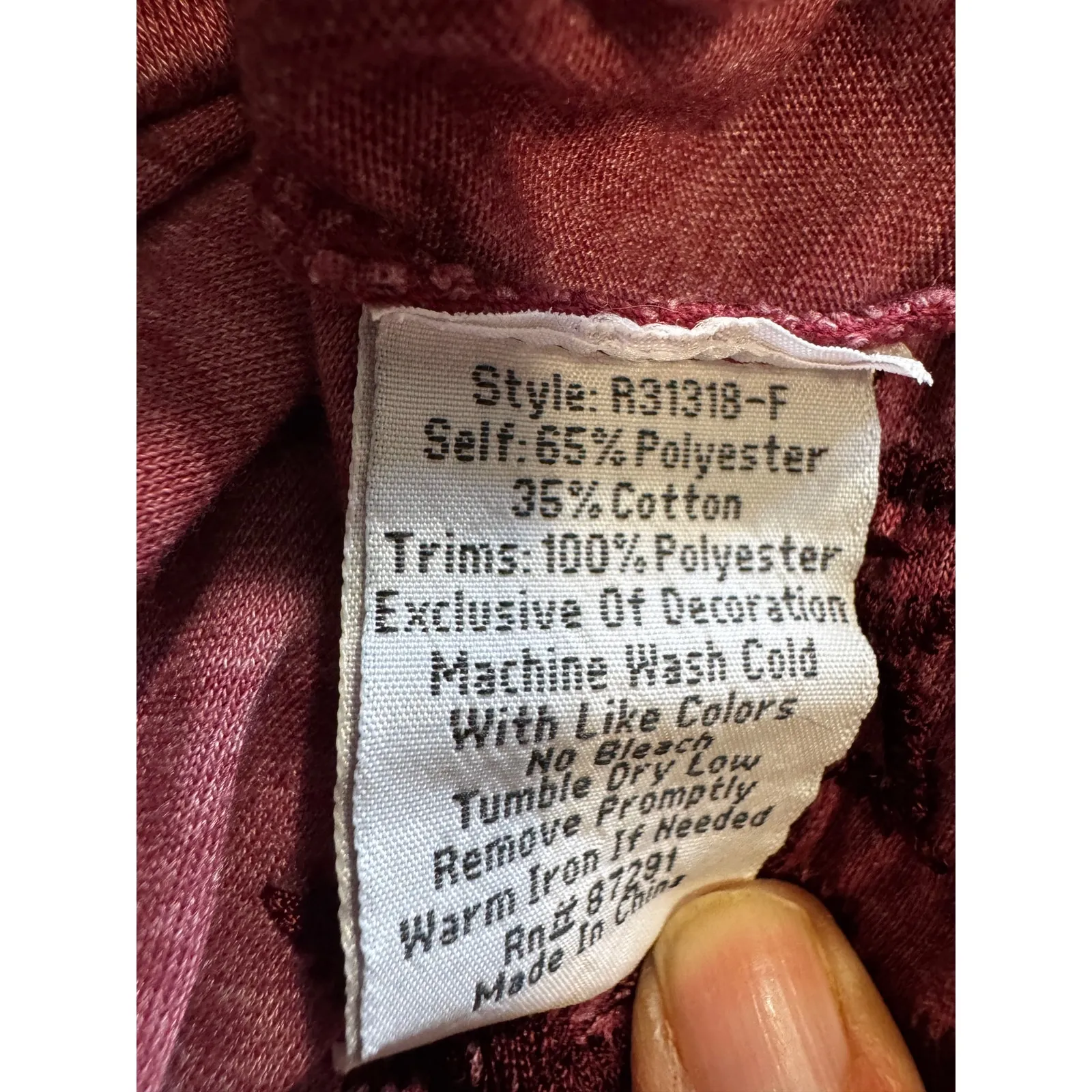 Johnny Was Embroidered Floral Shirt Dress Tunic Boho Burgundy Red M - Image 5