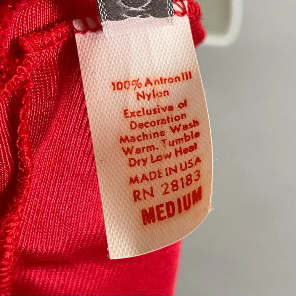 Vintage 80s Camisole Lingerie Red Lace Buttons Sexy Valentine's Day Women Medium - Image 10