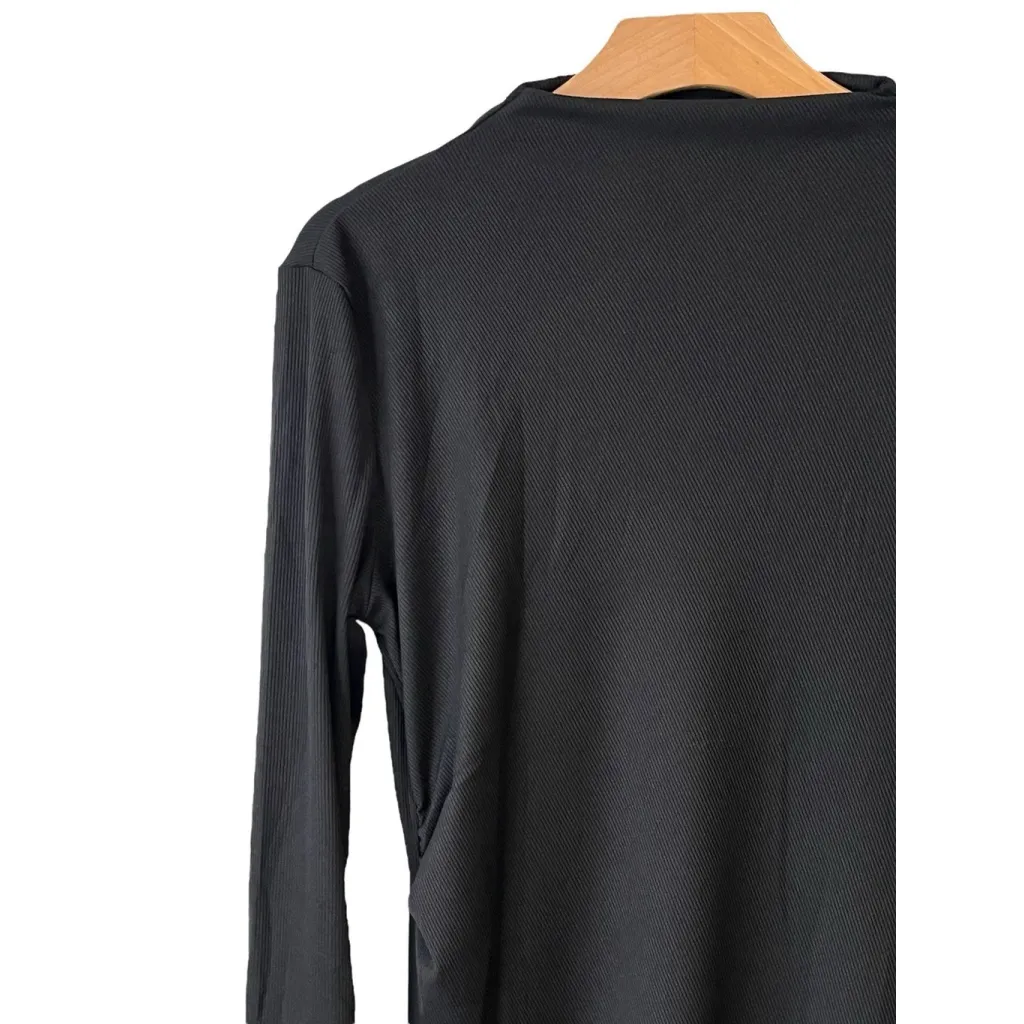 Cider Body Con Dress Womens Size L Black Ribbed Long Sleeve Midi Round Neck NWT - Image 3