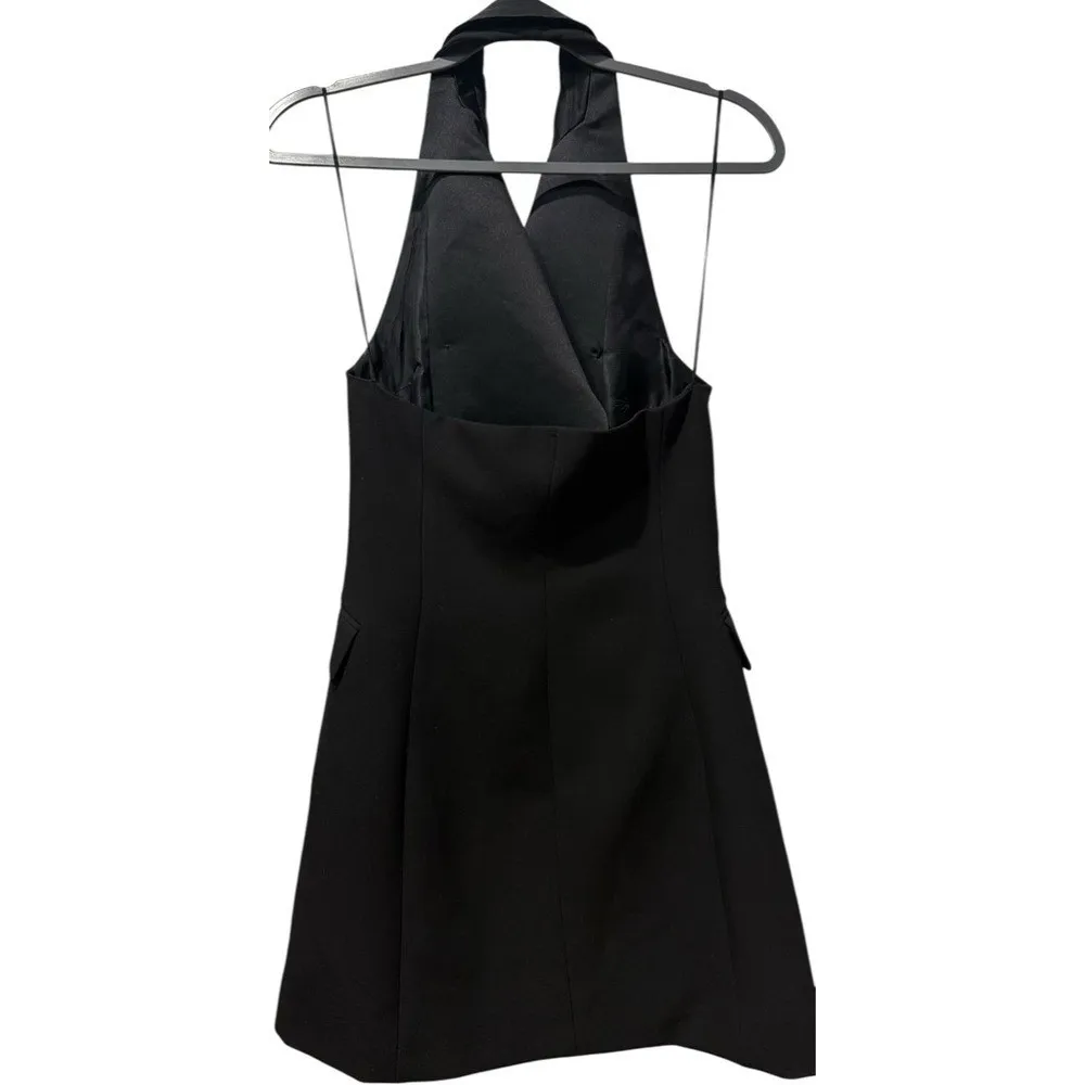 NWT ZARA Black Tuxedo Halter Blazer Mini Dress XS Open Back Limited Ed NYE - Image 4