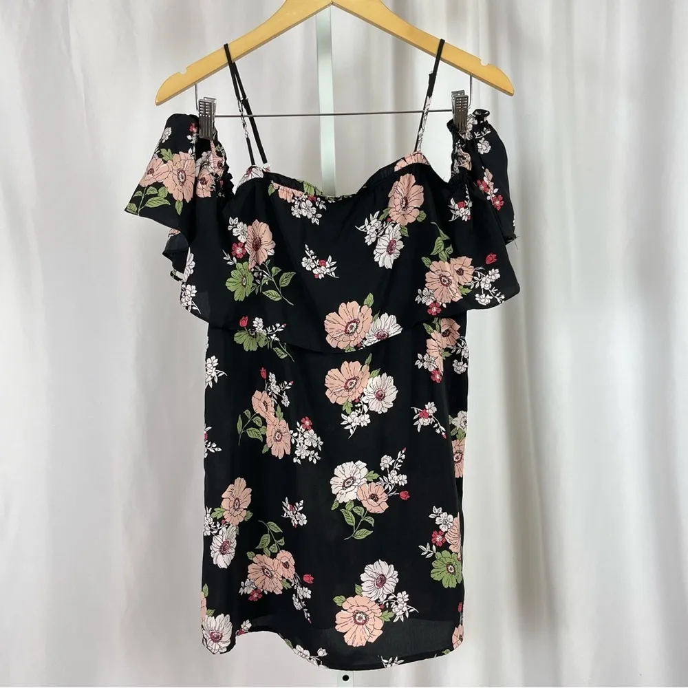 Forever 21 Small Cold Shoulder Off Shoulder Boho Floral Tunic Top Flowy Retro - Image 5