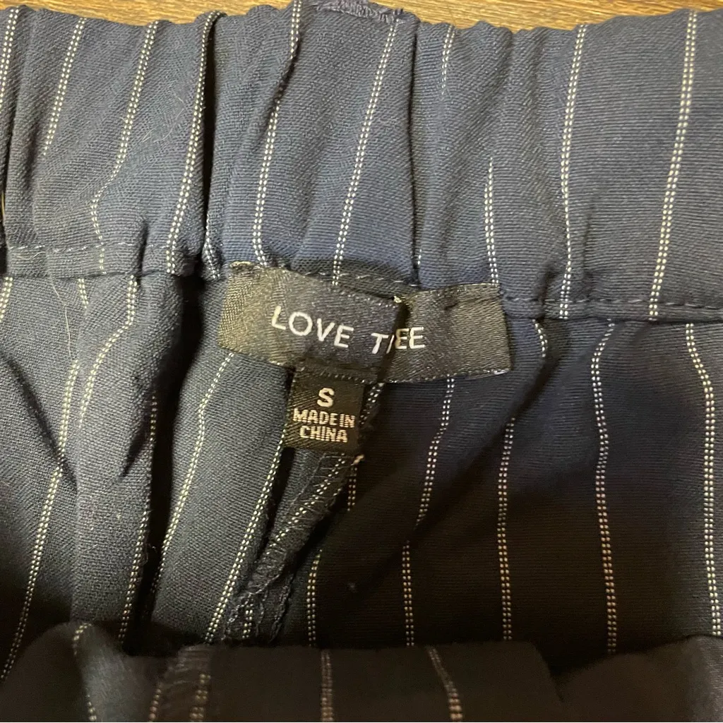 Love Tree Navy Blue White Stripe High Waist Straight Wide Leg Pant Womens Small - Image 4