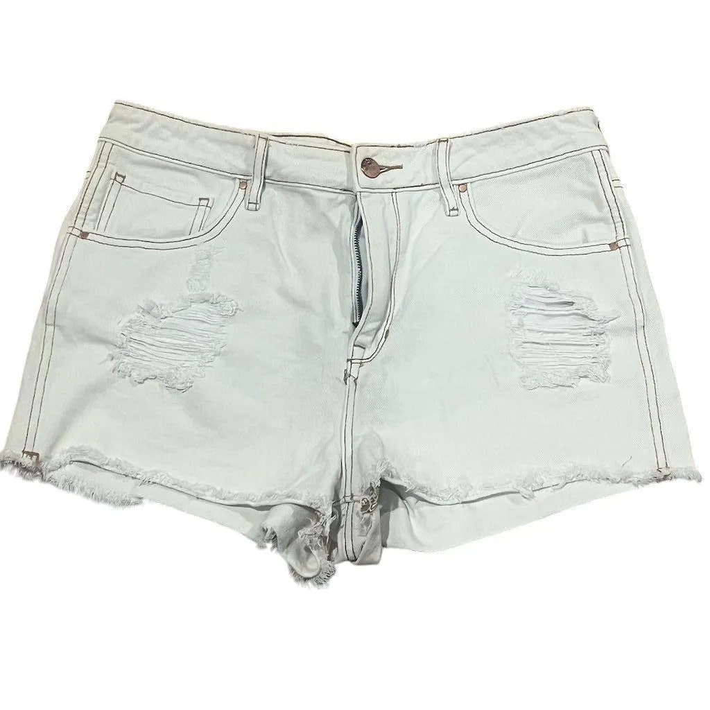 Bullhead Denim Co Women's High-Rise Cutoff Shorts Ivory Standard Size 30 - Image 9