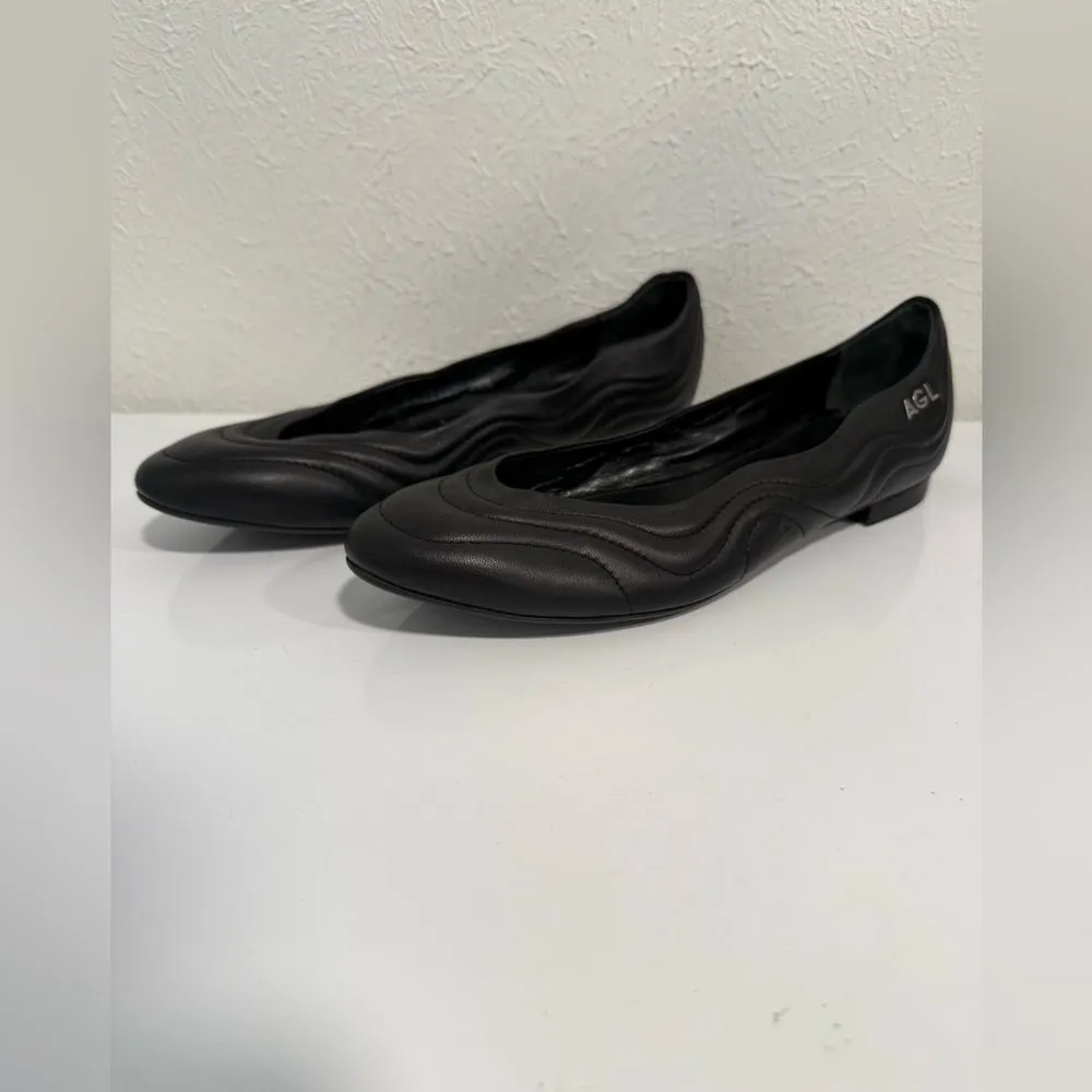 AGL Attilio Giusti Leombruni Denise Quilted Ballet Flats Black 36.5 (6.5) EUC - Image 2