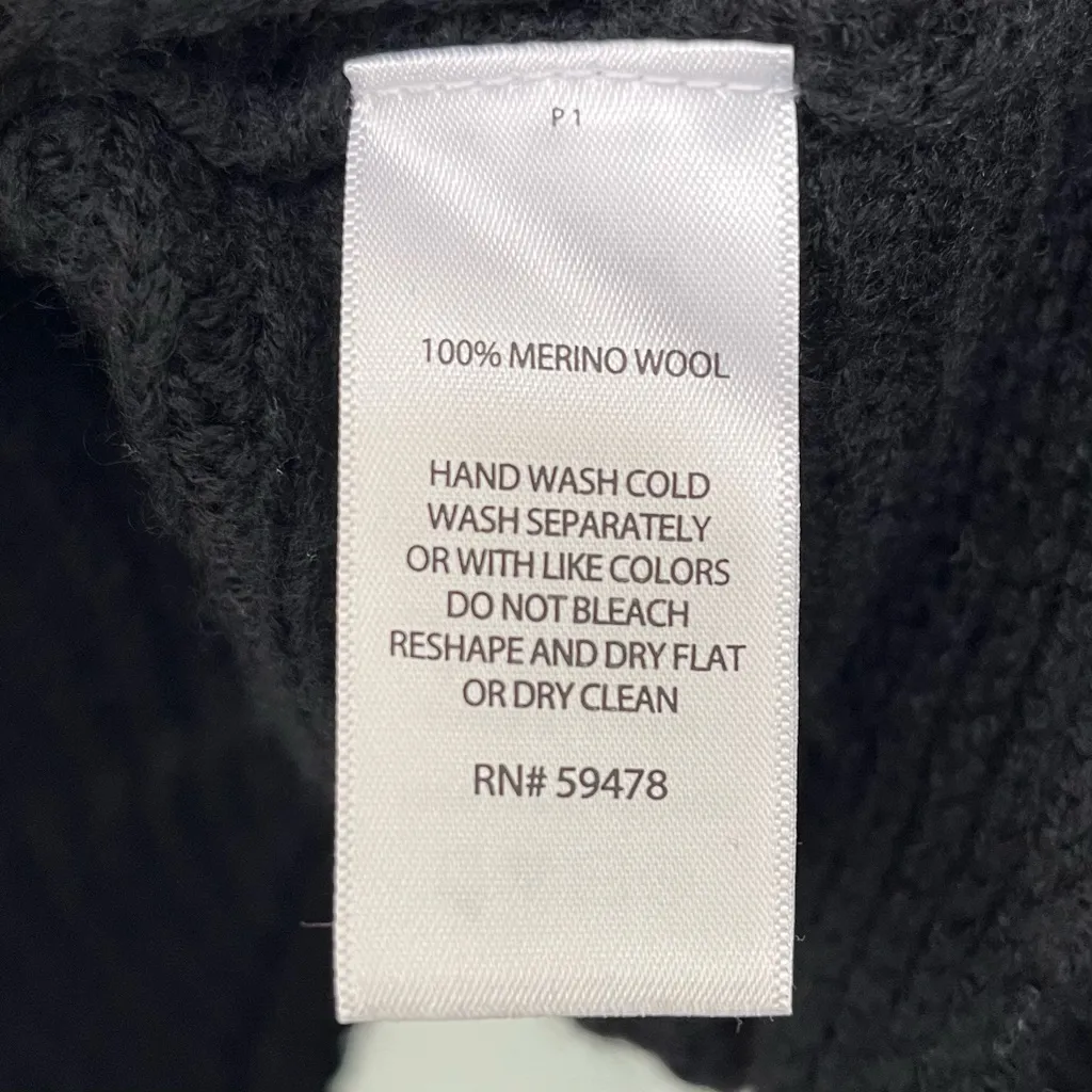 Tahari Women’s 100% Extrafine Merino Wool Rib Knit Long Black Cardigan Size M - Image 7