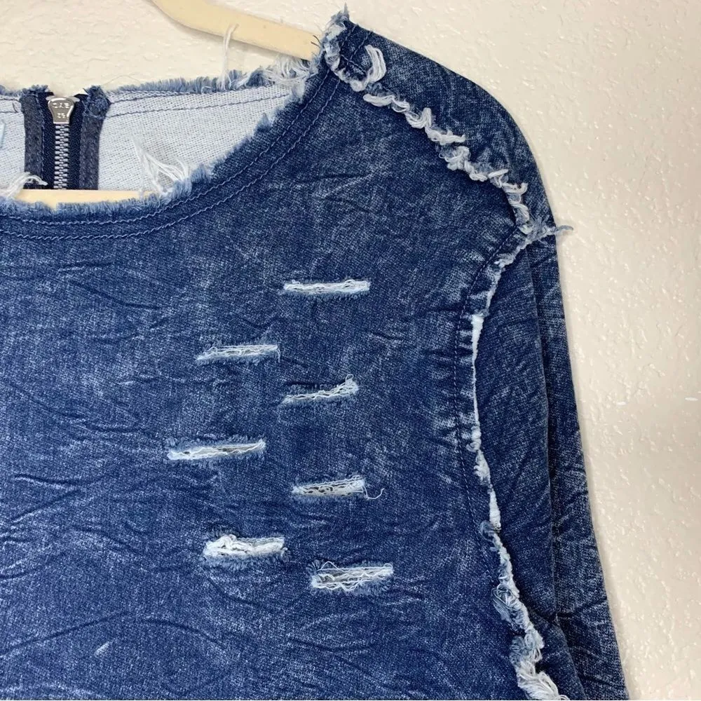 Love, Fire Denim Distressed Long Sleeves Sweater - Image 5