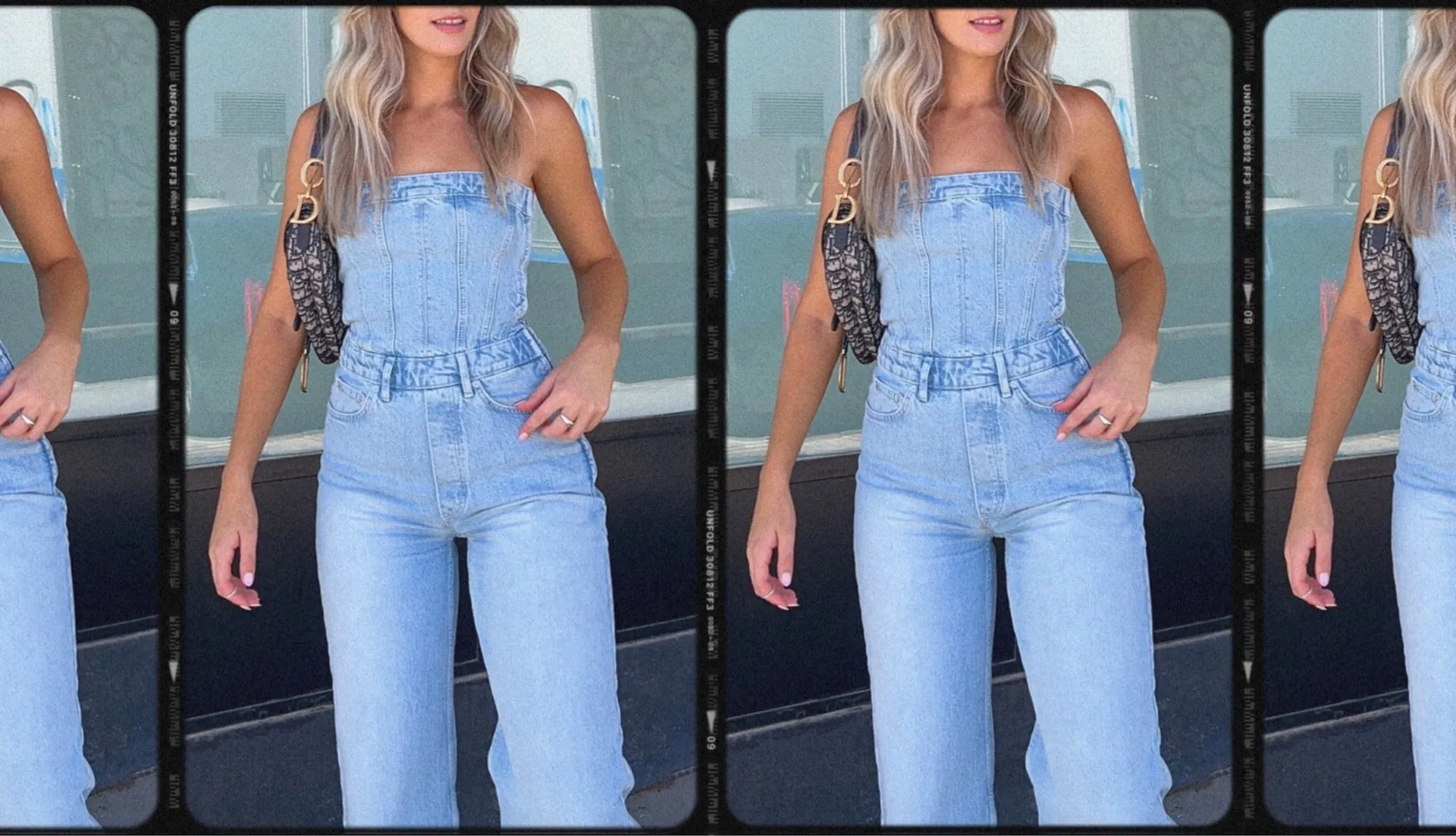 Zara Denim Jumpsuit Strapless - Image 3