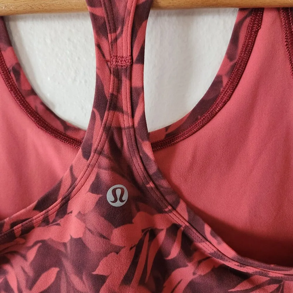 READ Lululemon Cool Racerback Tank Top Nulu Spray Leaf Fireside Red Multi Size 4 - Image 6