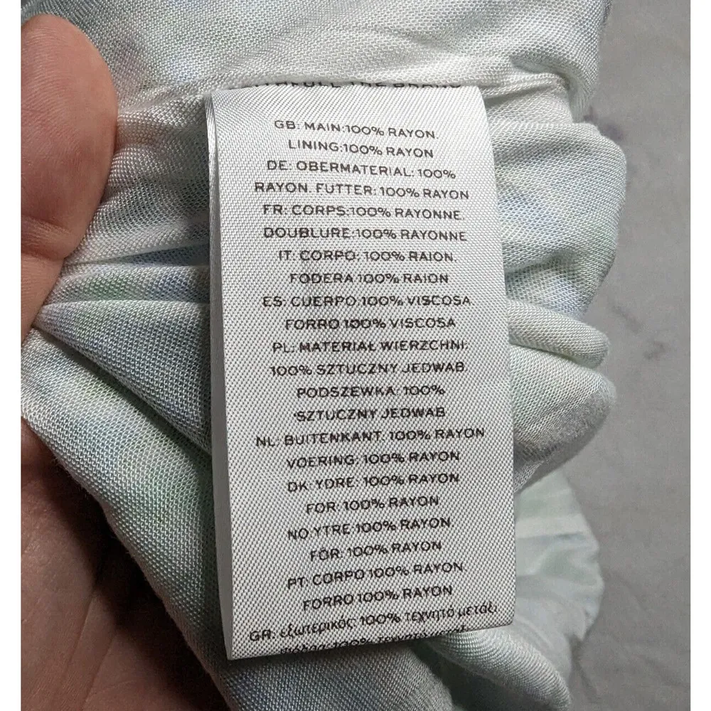 Faithfull the Brand Gaia Varenna Green Blue Floral Print Halter Mini Dress L 8 - Image 5