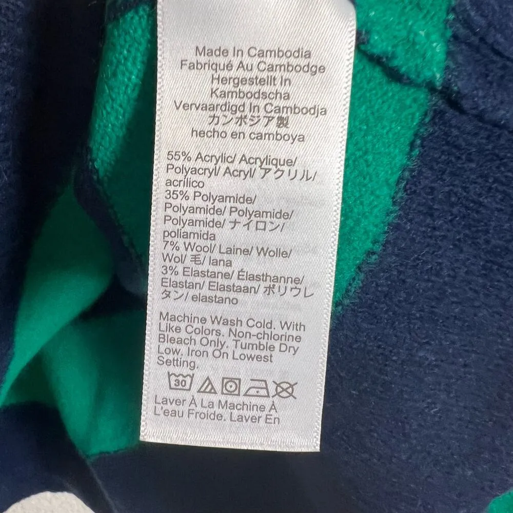 J.Crew Navy Blue Teal Rugby Stripe Mockneck Long Sleeve Pullover Sweater Size S - Image 12