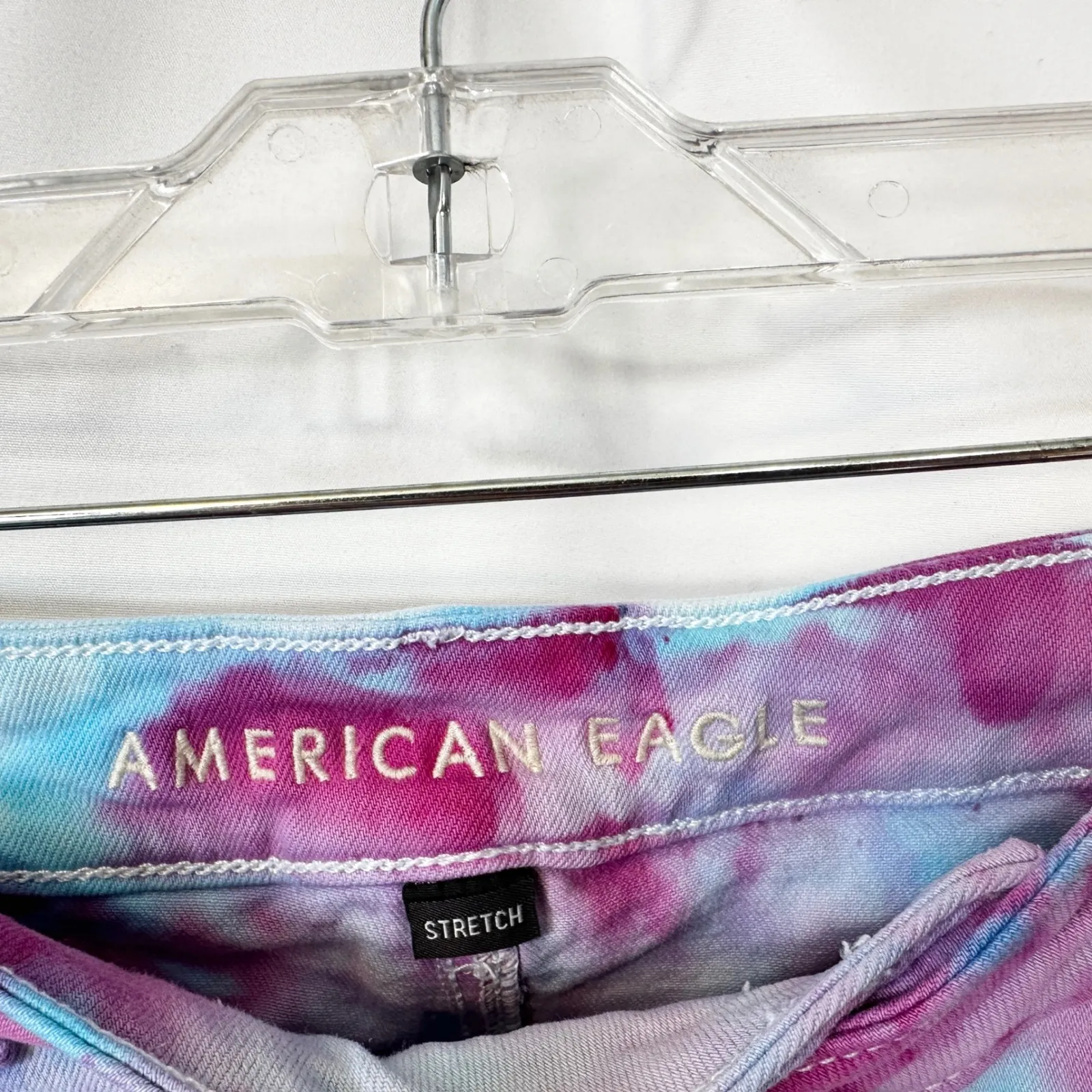 American Eagle Size 16‎ Jeans Handmade Tie Dye Mom Jeans Pink Blue High Rise 974 - Image 10