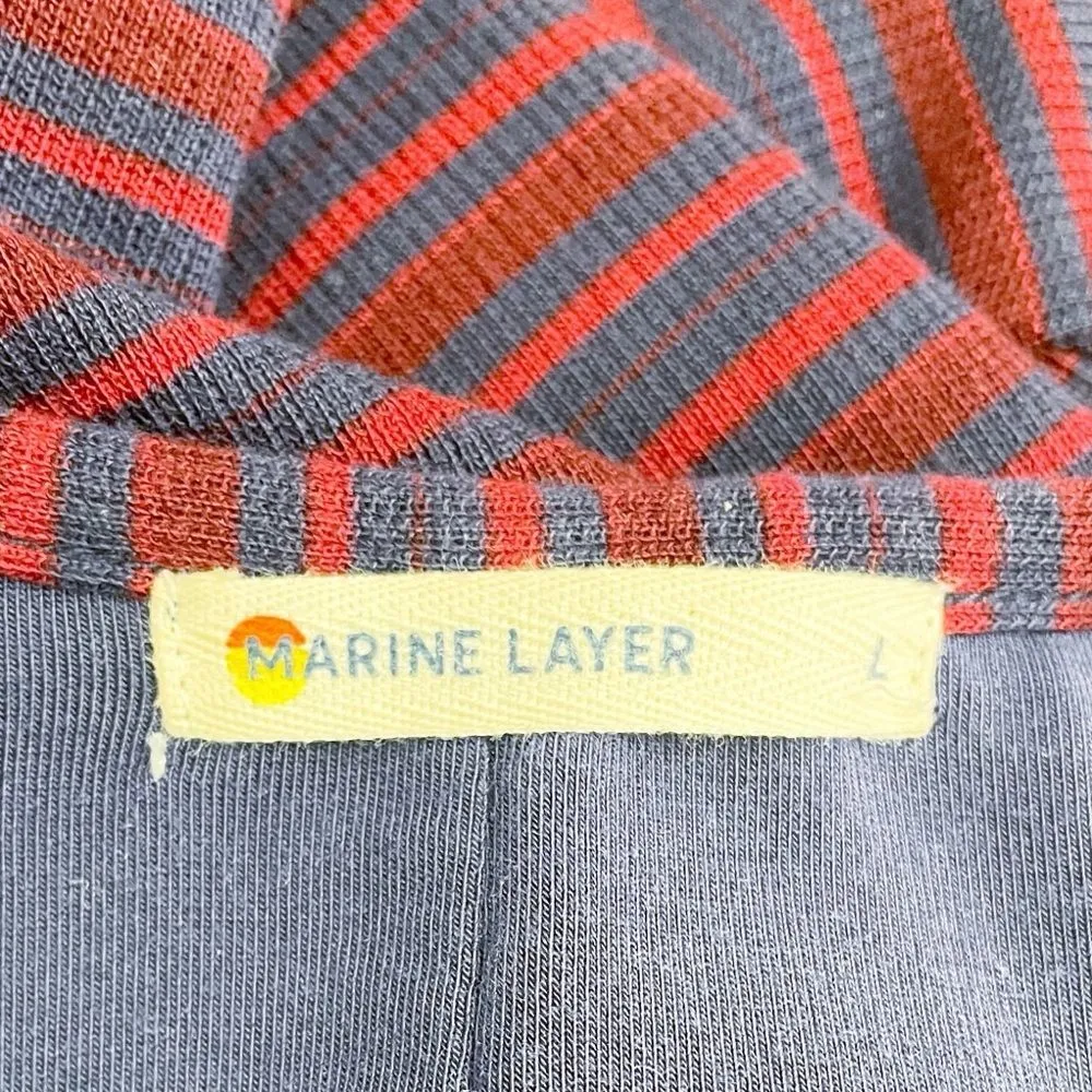 Marine Layer Lexi Rib Daytime Midi Tank Dress Cabernet Navy Stripe Size Large - Image 11