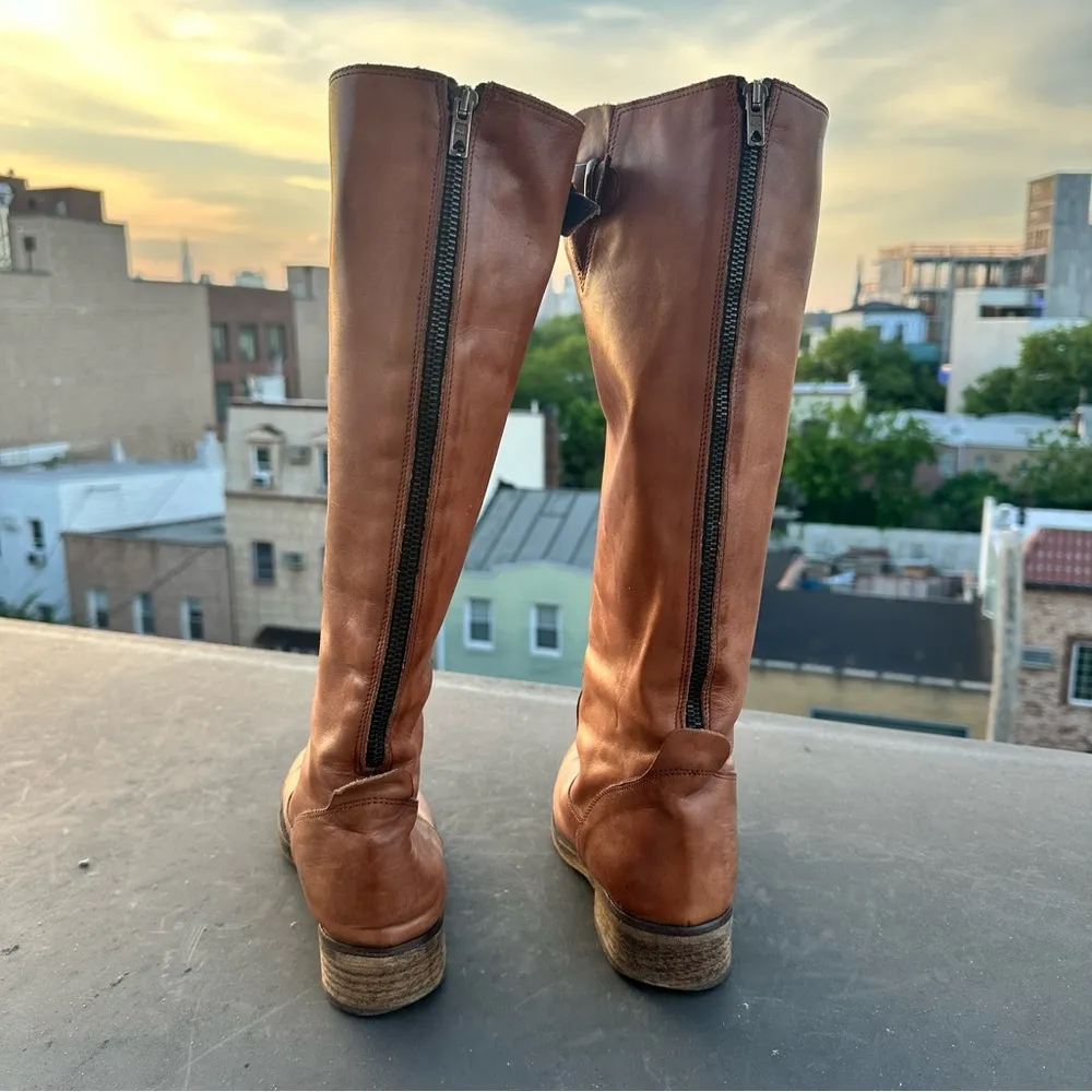 Lavorazione Antigiana brown leather riding boots size 6 shabby chic cottagecore​ Tan - Image 4