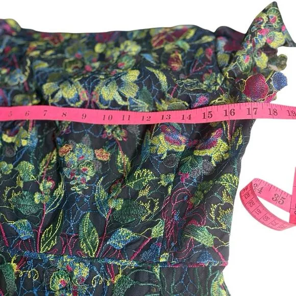 MARCHESA NOTTE $495 Multicolor Embroidered Guipure Lace Dress S Green Size 4 - Image 8