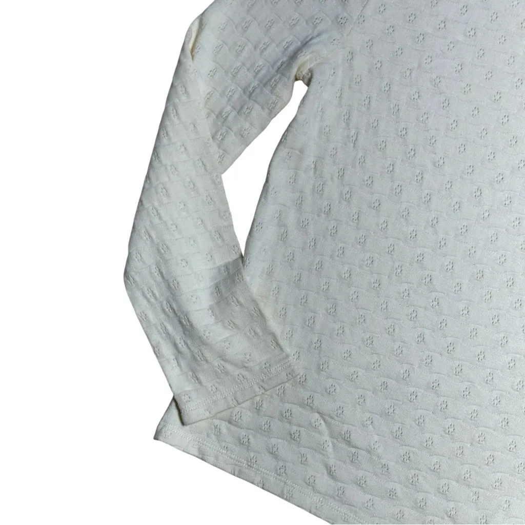 LoveShackFancy Ivory Stretch Knit Long Sleeve Top Womens S - Image 5