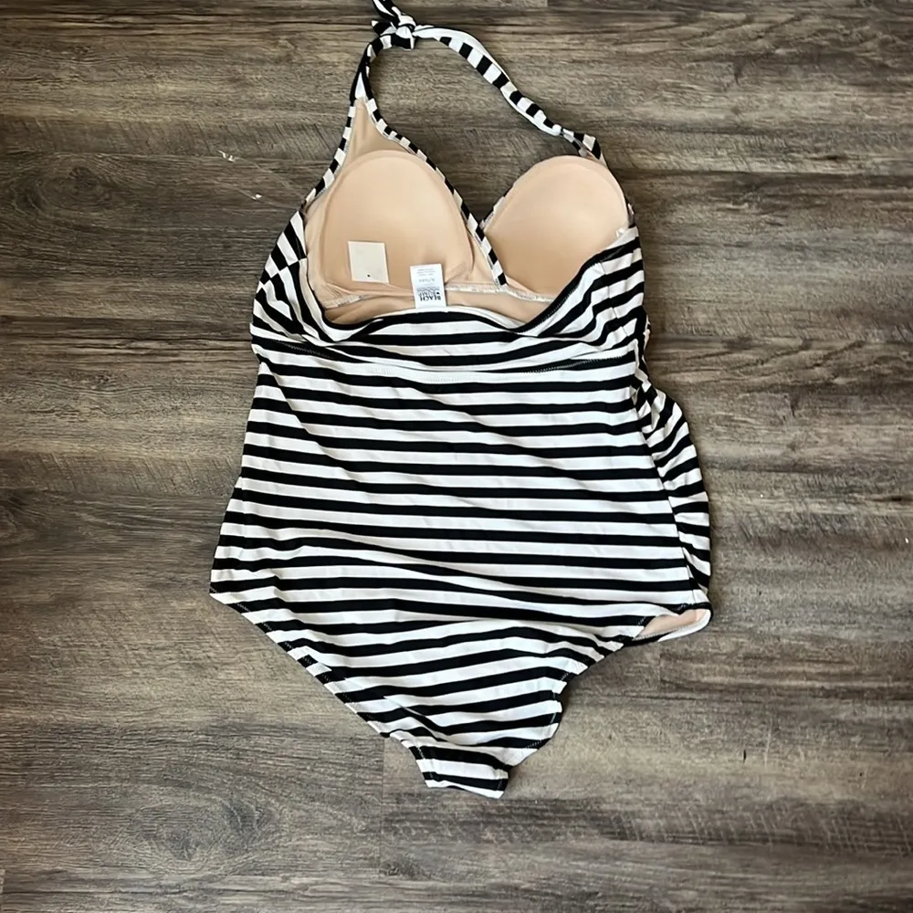 MOTHERHOOD MATERNITY Beach Bump™ Striped Halter One Piece Maternity Swim Sz XL + - Image 6