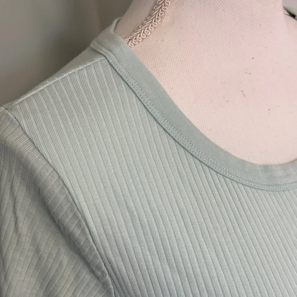 Lucky Brand Mint Green Ribbed Women's Top T-Shirt size XL - Image 2